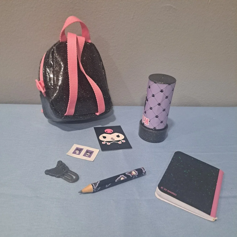Sanrio Kuromi Real Littles Mini Backpack Stationery‎ Set Black Pink Goth Kawaii